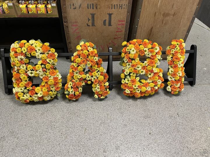 Floral lettering tribute