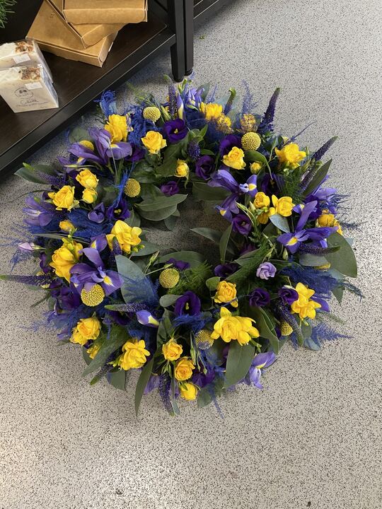 Yellow and purple wreath