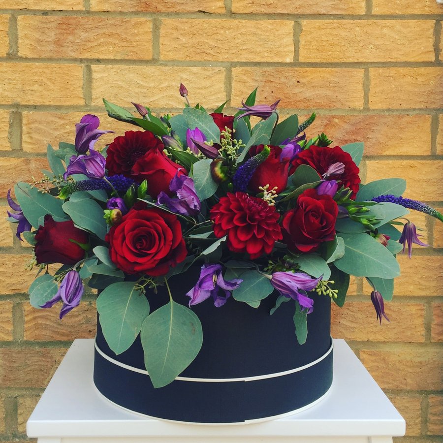 Example hat box arrangement from Gin House Flowers