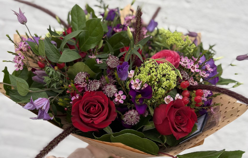 Paper-wrapped bouquet at Gin House Flowers